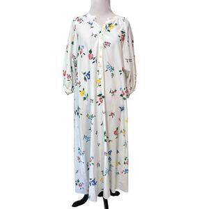 The Great Floral Oversized Maxi Dress 2 White Boho Cottage Prairie Puff Sleeve